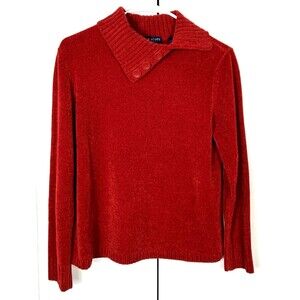 Karen Scott Petite Womens Red Velour Sweater Size PM